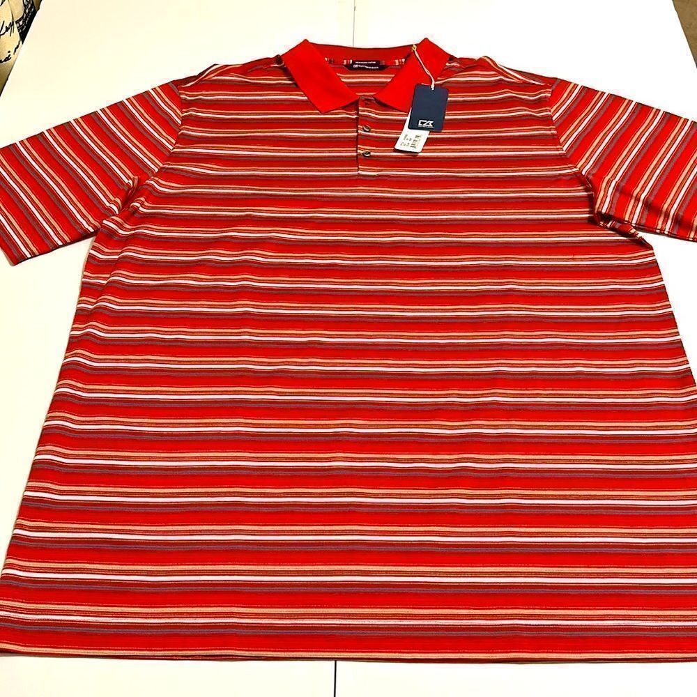 NEW cutter & buck men’s mercerized striped polo size 2XL